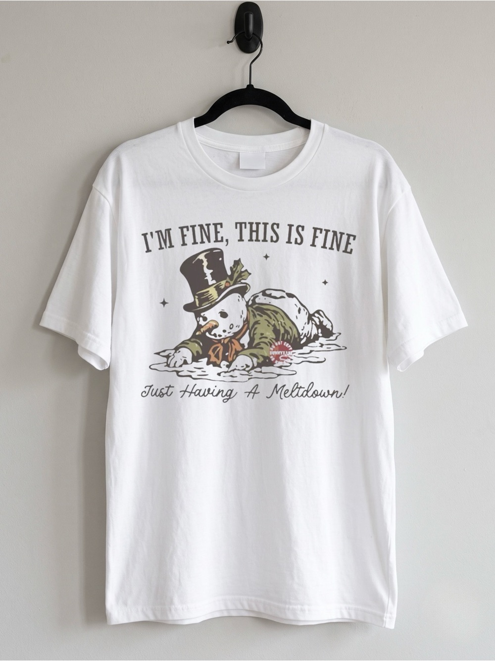 Melting Snowman This Is Fine Quote White Funny Winter Gildan Tee